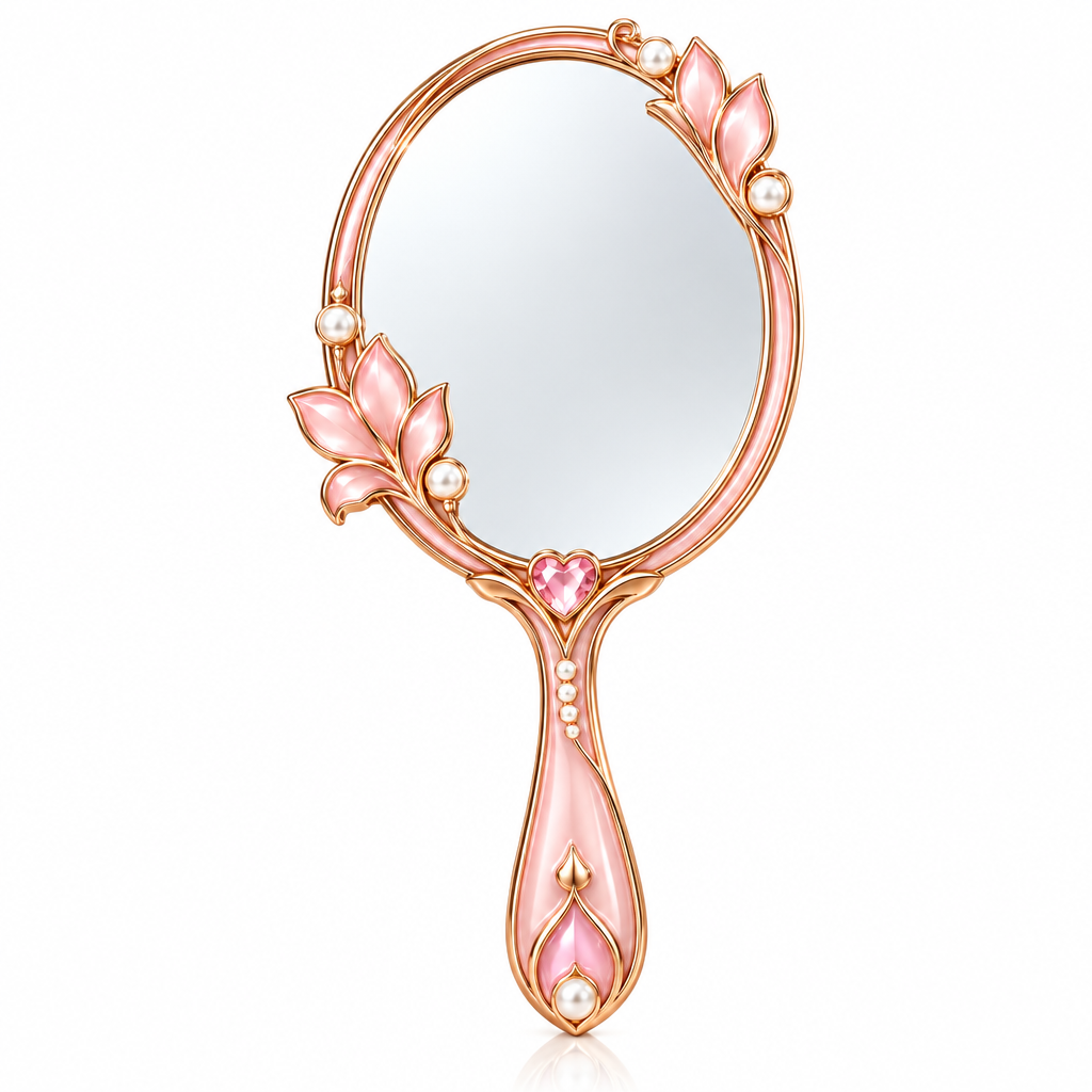 Meralvion™ Rose-Gold Floral Handheld Vanity Mirror