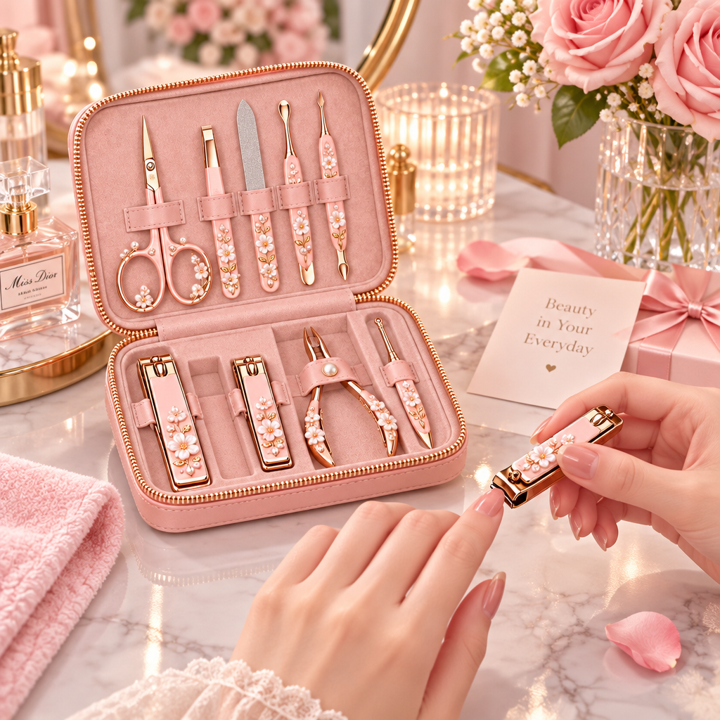 Meralvion™ Floral Rose-Gold Manicure Set
