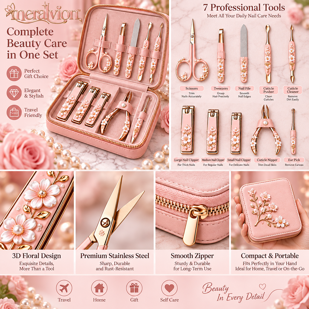 Meralvion™ Floral Rose-Gold Manicure Set