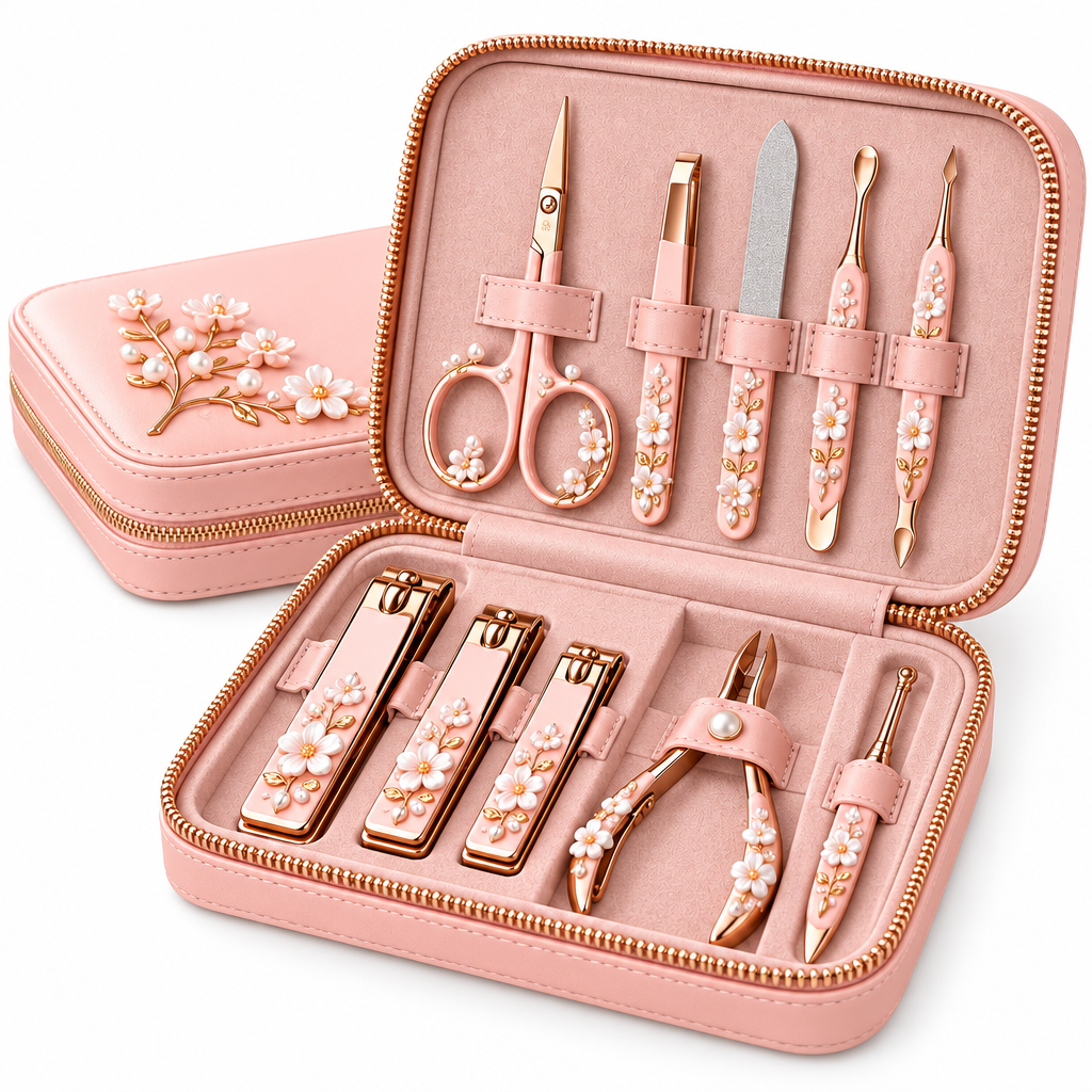 Meralvion™ Floral Rose-Gold Manicure Set
