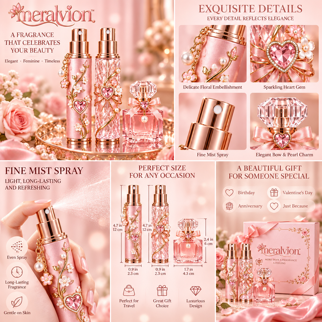 Meralvion™ Blush Crystal Perfume Atomizer Set
