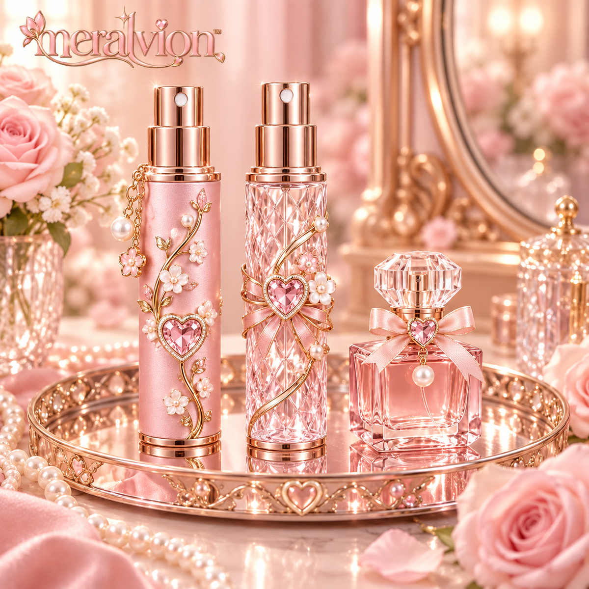 Meralvion™ Blush Crystal Perfume Atomizer Set