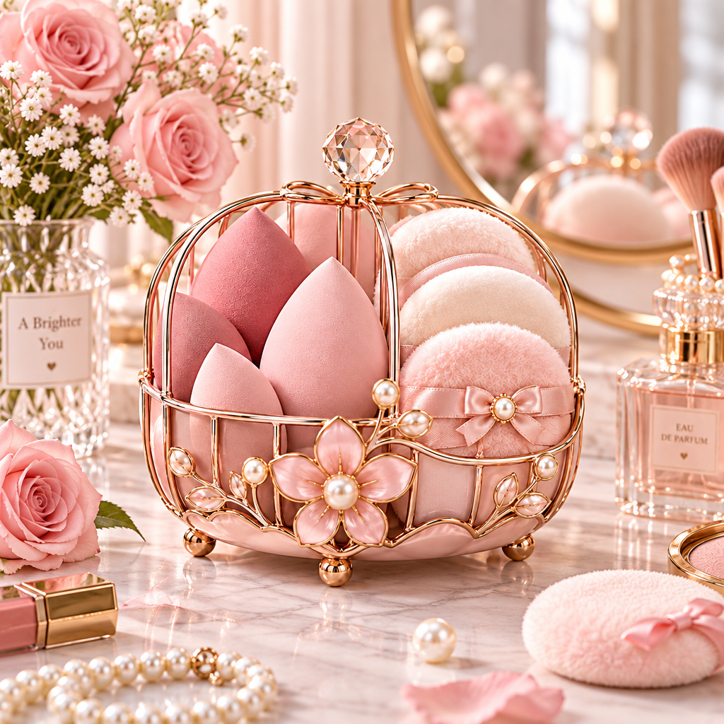 Meralvion™ Blossom Beauty Sponge & Puff Holder