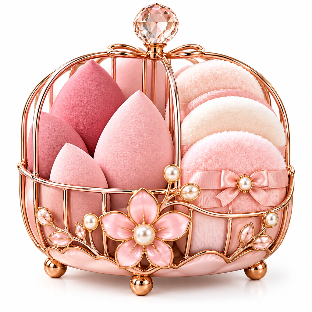 Meralvion™ Blossom Beauty Sponge & Puff Holder