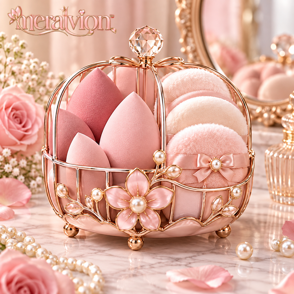 Meralvion™ Blossom Beauty Sponge & Puff Holder