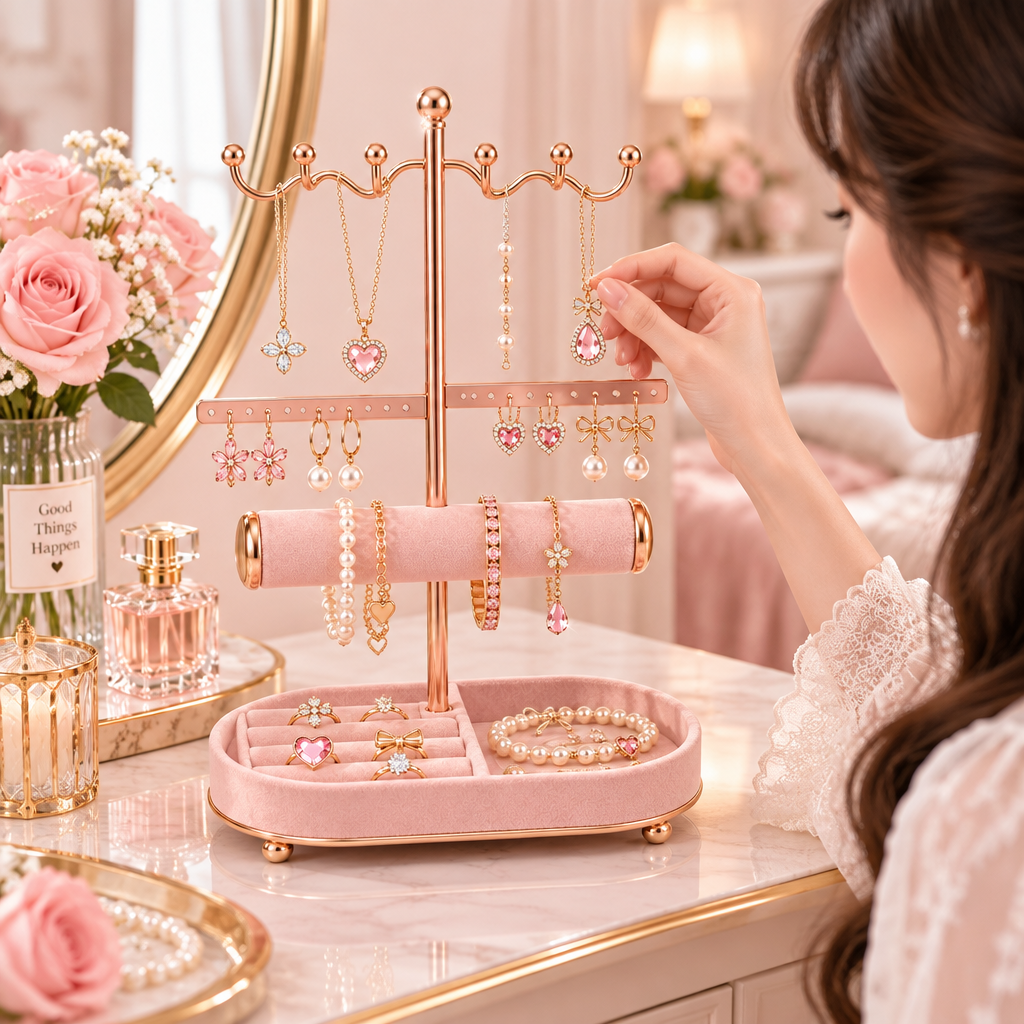 Meralvion™ Rose-Gold Jewelry Display Stand