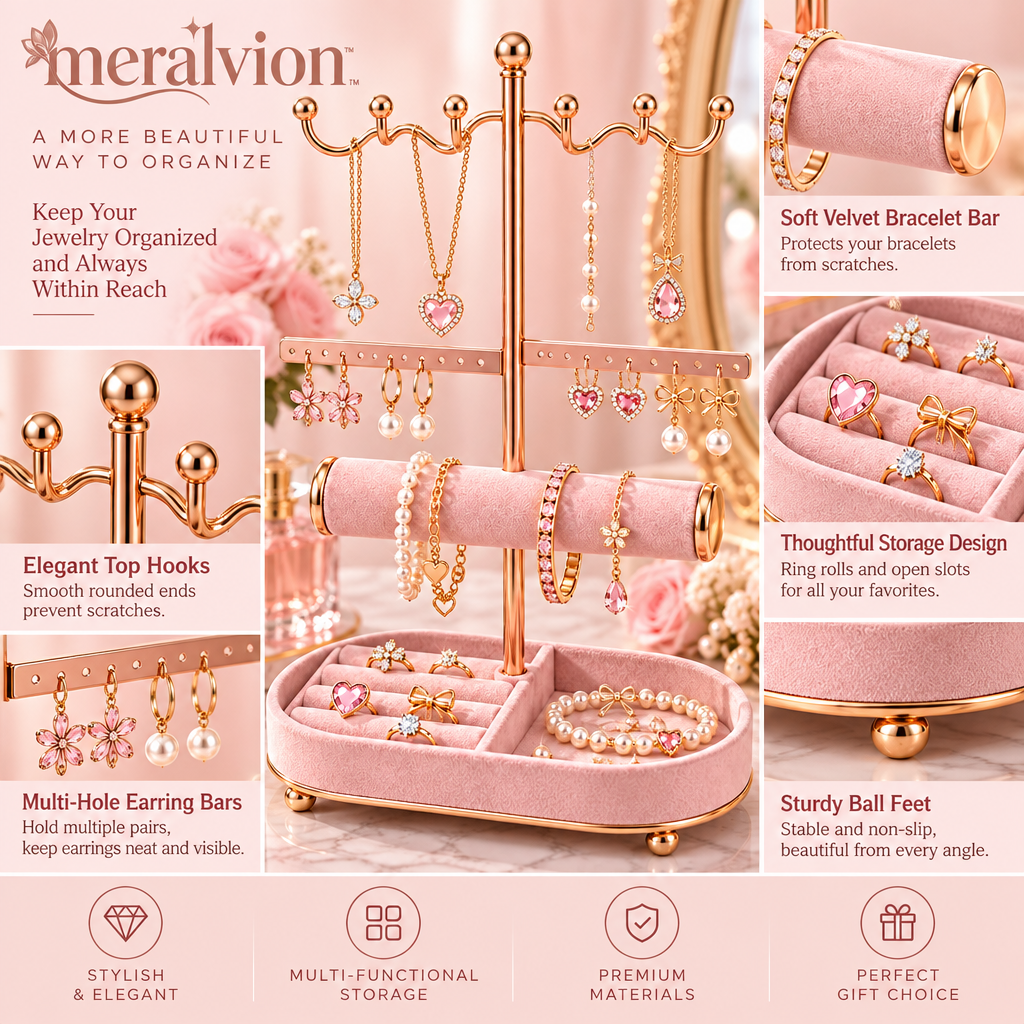 Meralvion™ Rose-Gold Jewelry Display Stand
