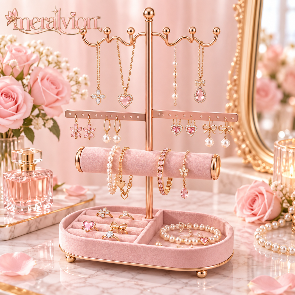 Meralvion™ Rose-Gold Jewelry Display Stand