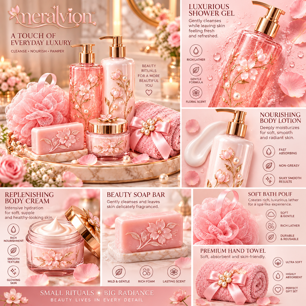 Meralvion™ Blush Floral Spa Bath Gift Set