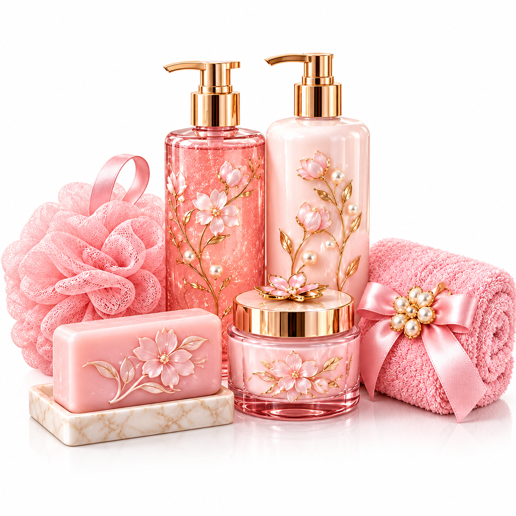 Meralvion™ Blush Floral Spa Bath Gift Set