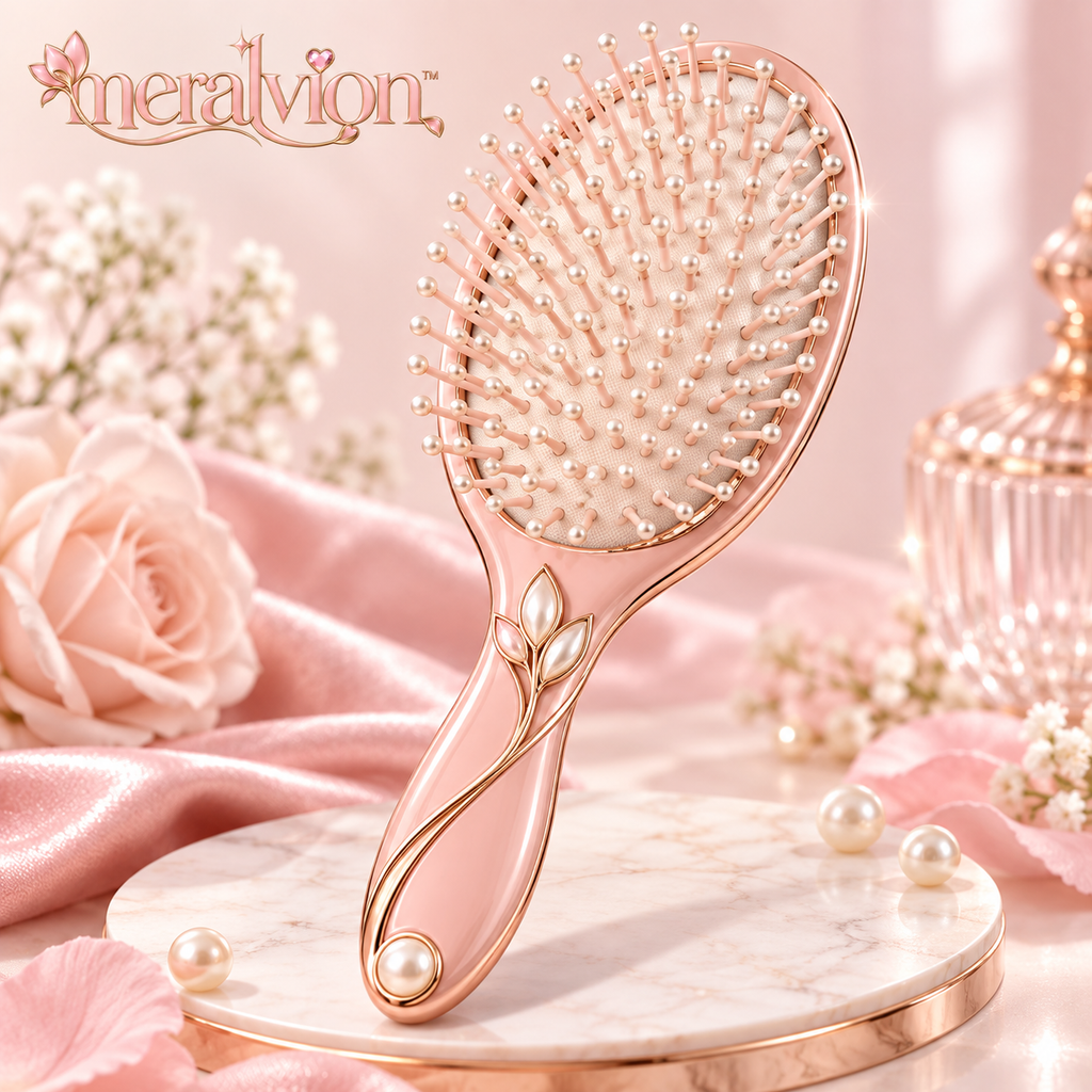 Meralvion™ Pearl-Detail Blush Hair Brush