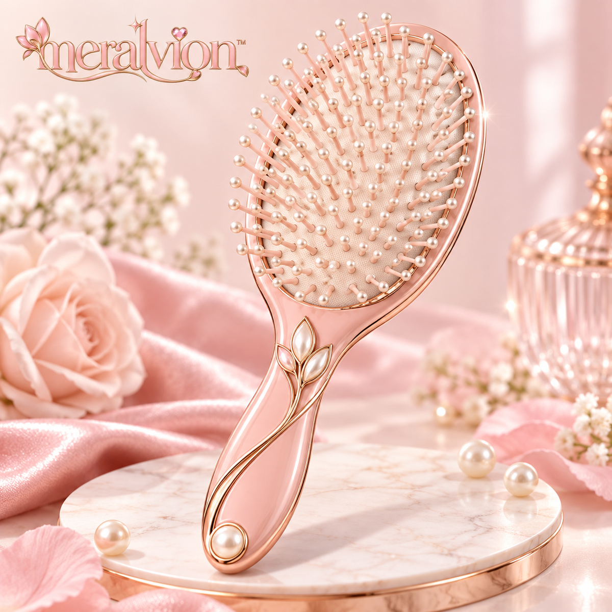 Meralvion™ Pearl-Detail Blush Hair Brush
