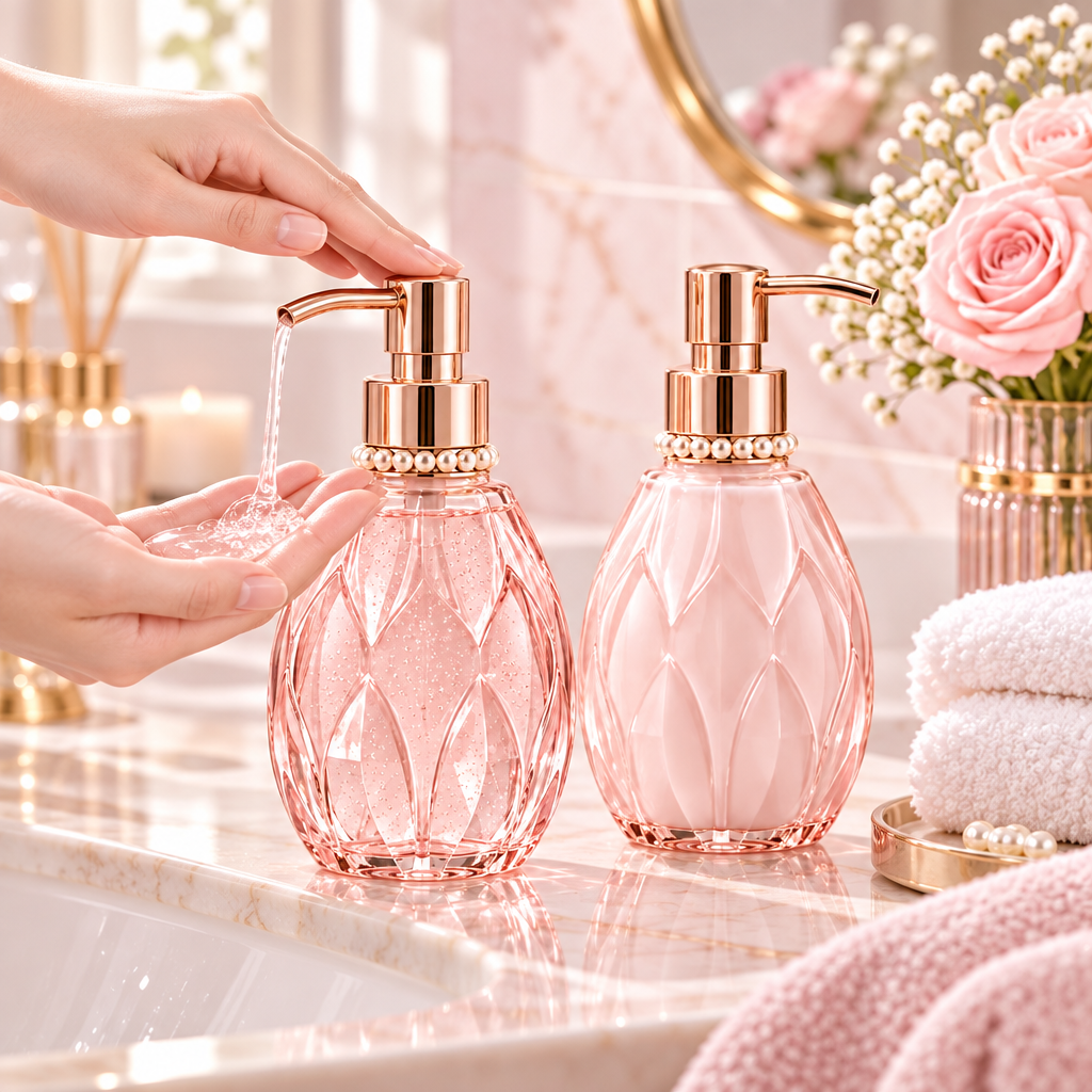 Meralvion™ Crystal Blush Soap & Lotion Dispenser Set
