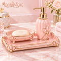 Meralvion™ Blush Pearl Soap Dish & Dispenser Tray Set