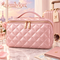 Meralvion™ Quilted Blush Travel Makeup Case