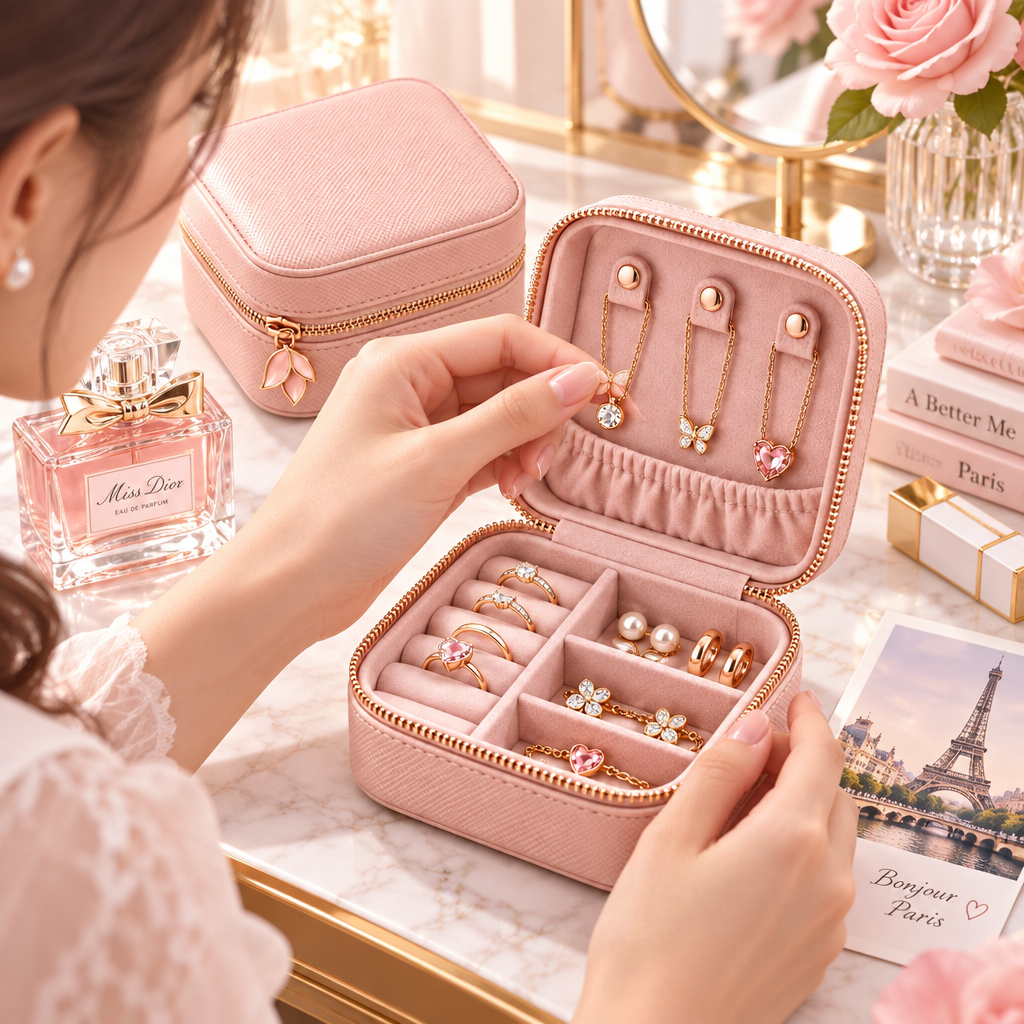 Meralvion™ Blush Jewelry Travel Organizer Case