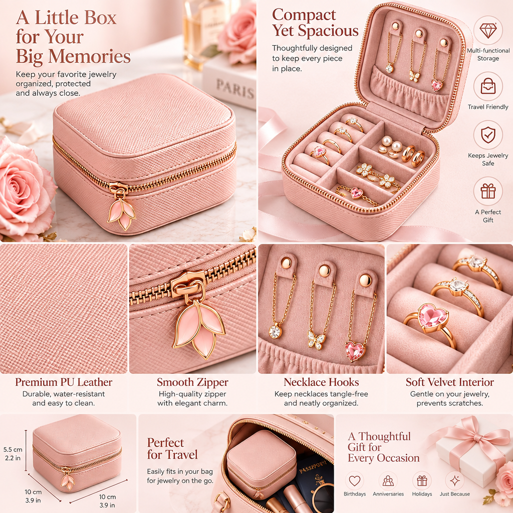 Meralvion™ Blush Jewelry Travel Organizer Case