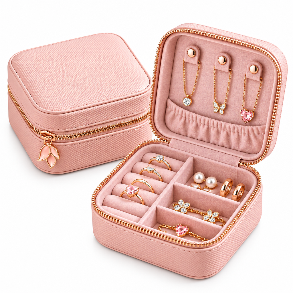 Meralvion™ Blush Jewelry Travel Organizer Case