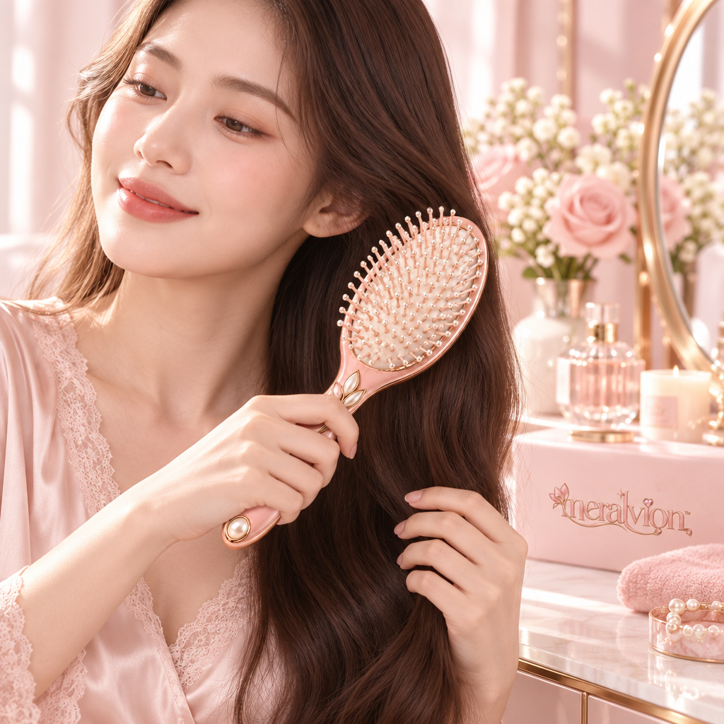 Meralvion™ Pearl-Detail Blush Hair Brush